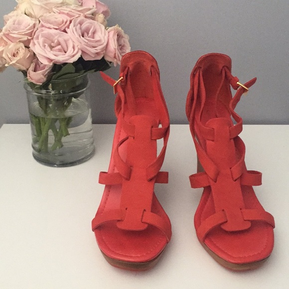 Kate Spade salmon suede wedges size 7.5 - Picture 1 of 5